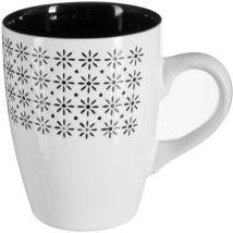 Tazza rotonda 33CL – Ethnik – Fleur / bianco – Gres – 12cm x 8.6cm x 11cm