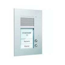 Audio Außenstation Serie puk 2 Klingeltasten (rechtsbündig), 1-spaltig, up silber PUK02/1-EN - TCS