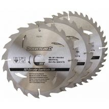 Silverline - tct Circular Saw Blades 20, 24, 40T 3pk - 190 x 30 - 25, 20mm Rings