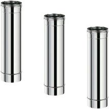 Lot de 3 tdi Conduit concentrique en acier inoxydable polycombustible Inox longueur 50 cm Ø80-125