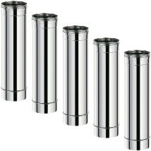 Lot de 5 tdi Conduit concentrique en acier inoxydable polycombustible Inox longueur 50 cm Ø100-150