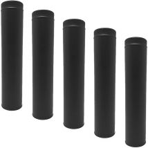 Lot de 5 TDPI1000 Conduit double paroi isolé polycombustible longueur 100 cm Noir Ø150