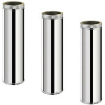 Lot de 3 TDPS1000 Conduit double paroi isolé pour poêle à bois longueur 100 cm Ø200