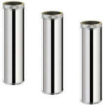 Lot de 3 TDPS1000 Conduit double paroi isolé pour poêle à bois longueur 100 cm Ø125