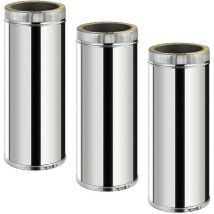 Lot de 3 TDPS500 Conduit double paroi isolé pour poêle à bois longueur 50 cm Ø125