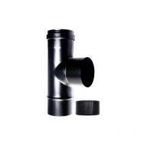 Raccord chaudiere a t 90 fm-m dn 100 reduit 80 mm emaille 600 degres poele a pellets tube noir ce Made in Italy