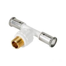 Té mâle pvdf blanc multicouche à sertir th ou be Ø20x2.0-1/2-20x2.0