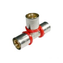 Té tube multicouche 25 mm, à utiliser avec machine à sertir, gris