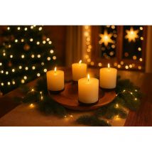 Teak Adventskranz ca. 30-35 cm, Dekoschale, Adventsdeko, Adventsgesteck, Weihnachtsdeko inkl. 4 stabile Kerzenpicks