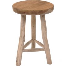 Spetebo - Teak Blumenhocker mit 3 Beinen - ø 30 cm - Massiver Holz Pflanzenständer - Garten Deko Hocker Holzhocker Blumenschemel Pflanzenhalter