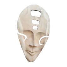 Ambientehome - Teakholz Maske Skulptur ca. 20 x 38 x 5 cm Holzmaske