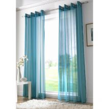 Alan Symonds - Teal Eyelet Ring Top Voile Curtain Panel 108 Drop - Multicoloured