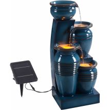 Teamson Home - 28,74' 4-stufiger Kaskadierender Schalen Solarbetriebener Wasserbrunnen Für Außenbereiche, Blau