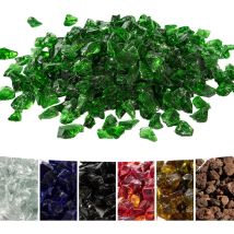 Teamson Home - 4 Kg Lavasteine Für Gas-feuerstelle, Feuerglas, Sicher Für Gas-feuerstellen Im Garten Im Freien, Grün