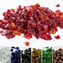 4 Kg Pietre Laviche per Braciere a Gas, Vetro Temperato, Cassaforte per Bracieri a Gas da Giardino Esterno, Rosso - rosso - Teamson Home