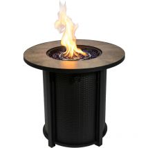 Teamson Home - All'aperto Giardino Alto Rotondo Gas Propano Braciere da Tavolo, Braciere Senza Fumo, Riscaldatore per Mobili da Patio con Coperchio,