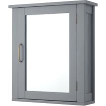 Teamson Home - Badezimmermöbel aus Holz an der Wand verspiegelter Medizinschrank mit verstellbarem Regal Grau EHF-F0021
