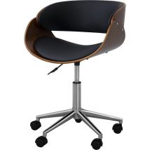 Teamson Home - Chaise de bureau à domicile pivotante en similicuir Valeria noir et marron
