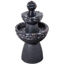 Fontana Zen Da Giardino A 3 Livelli Con Flusso D'Acqua Effetto Pietra In Poliresina Grigio Scuro Resistente Per Terrazza O Esterni - Teamson Home