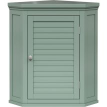 Teamson Home - Glancy Removable Corner Wall Cabinet with Faux Louvered Door, Sage Green