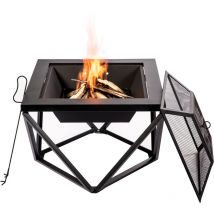 Teamson Home - Jardín, Brasero de Leña Grande, Hoguera para Leña Al Aire Libre, Meubles De Exterior, Chimenea de Metal, Calentador De Hoguera,