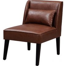 Teamson Home - Marc Lounge Accent Chair, Reading Armchair Seat in Faux-Leather with Padding & Cushion for Living Room or Reception Room, Brown