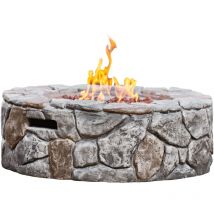 Teamson Home - Mesa y Brasero de Gas Propano Redondo para Jardín, Quemador para Exteriores, Hoguera sin Humo, Calentador de Muebles de Patio, Efecto