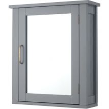 Meubles de salle de bain en bois Armoire à pharmacie murale avec miroir avec étagère réglable Gris EHF-F0021 - Teamson Home