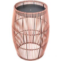 Outdoor Mobili da Giardino Piccolo Rotondo Tamburo Patio Tavolino Porta Piante in Vimini di bambù con Piano in Metallo, Resistente alle Intemperie,
