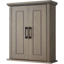 Teamson Home - Russell Armadietto dei medicinali da parete in legno per bagno, 17,8 cm x 50,8 cm 61,2 cm, ante doppie, rovere sale, EHF-F0014