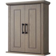 Teamson Home - Russell Armoire à pharmacie murale en bois pour salle de bain 17,8 cm x 50,8 cm 61,2 cm Portes doubles Chêne salé EHF-F0014