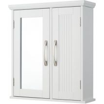 Teamson Home - Salle de bain en bois Miroir mural Armoire à pharmacie avec miroir et étagères réglables Blanc EHF-F0008 - blanche