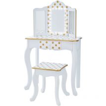 Teamson Kids - Fantasy Fields By Teamson Gisele Play Dressing Table/Vanity Set led Light White/Gold TD-11670ML