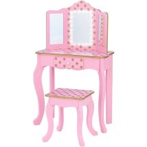 Imitacion Tocador Espejo y Luz led Para Niños Rosa/Oro-Rosa TD-11670LL - Teamson Kids