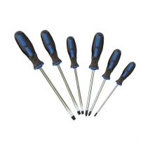 Tec hit 350606 - Jeu de 6 Tournevis - En Acier - Finition en Chrome Vanadium - Idéale pour Dévisser et Visser - Bleu/noir