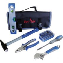 Tech-it - tec hit 500036 - Sac d'outils avec 36 pièces - Niveau - Marteau Rivoir - Adaptateur - Clé à molette - Pince - 30 embouts de viss