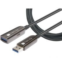 Techly - Cavo usb 3.0 SuperSpeed aoc in Fibra Ottica usb a m/f 50m Nero