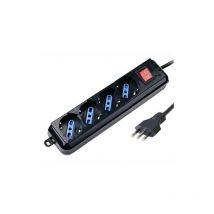 Multipresa 4 Posti Italiana Bipasso con Interruttore Nero - Techly
