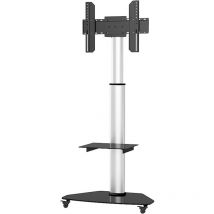 Tv Trolley silber fuer 37-70 led lcd Fernseher max. vesa Groesse unterstuezt 600x400.Halterung kann um 90Grad gedreht werden. - Techly