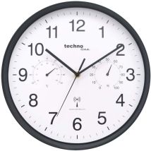 Funkwanduhr – DCF-77 – Ø 30 cm – Thermometer & Hygrometer – schwarz