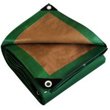 Bâche de Protection 6x10 m HQ250MU Verte et Marron - Haute Performance - Bâche étanche - Résistance Anti-UV - Tecplast