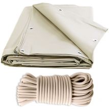 Tecplast - Pack Toile Pergola Ivoire 3x4 m + Sandow Ivoire 20m - Bâche Pergola prête à poser XP640PR Garantie 10 ans