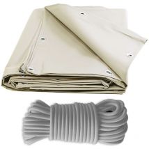 Tecplast - Pack Toile Pergola Ivoire 3x4 m + Sandow Gris 20m - Bâche Pergola prête à poser XP640PR Garantie 10 ans