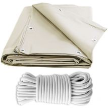 Tecplast - Pack Toile Pergola Ivoire 3x4 m + Sandow Blanc 20m - Bâche Pergola prête à poser XP640PR Garantie 10 ans