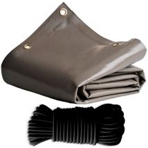 Tecplast - Pack Toile Pergola Taupe 3x4 m + Sandow Noir 20m - Bâche Pergola prête à poser LP640PR Garantie 8 ans