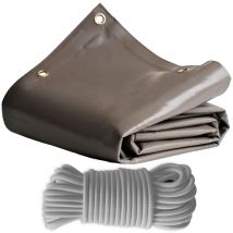 Tecplast - Pack Toile Pergola Taupe 3x4 m + Sandow Gris 20m - Bâche Pergola prête à poser LP640PR Garantie 8 ans