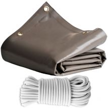 Tecplast - Pack Toile Pergola Taupe 3x4 m + Sandow Blanc 20m - Bâche Pergola prête à poser LP640PR Garantie 8 ans
