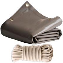 Tecplast - Pack Toile Pergola Taupe 3x4 m + Sandow Ivoire 20m - Bâche Pergola prête à poser LP640PR Garantie 8 ans