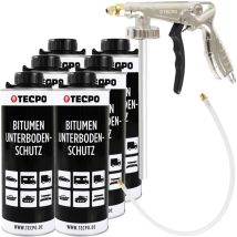 Tecpo Bitumen Unterbodenschutz 6x Liter Schwarz Steinschlagschutz Ubs Autolack Rostmittel Korrosionsschutz Mit Anti-dröhn-wirkung In Saugdose + 