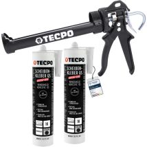 Tecpo Ms-polymer Scheibenkleber 2x 290ml Mit Zweihand Kartuschen Fettpresse Mit Gewinde Und Panzerschlauch Ausführung Kartuschenpresse Fettpresse